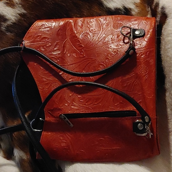 Vintage Borse in Pelle Embossed Leather Purse/Backpack - Picture 3 of 12